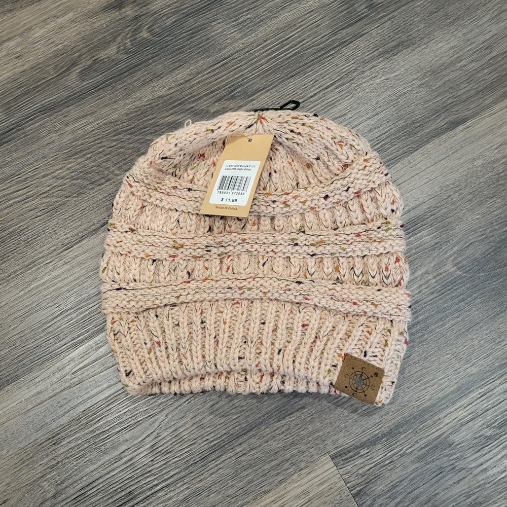 Knit Beanie Hat Indi Pink Confetti Knit‎ Cuffed Winter Hat